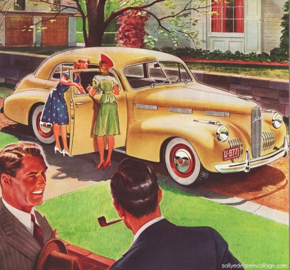 vintage illustration 1940s car La Salle