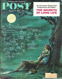 illustration 1950s couple dreaming of material goods