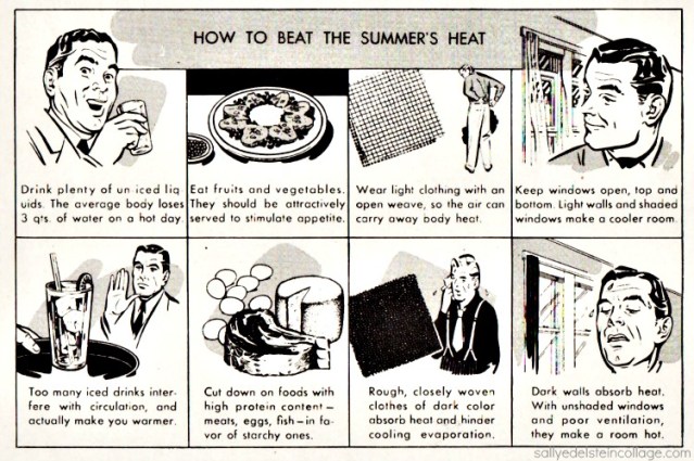 How to Beat The Summers H eat Article World Book 1955 1950s B&W illustrations of men