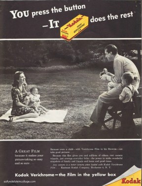 Vintage ad- Kodak film 1946 B&W photo 1940s family on picnic