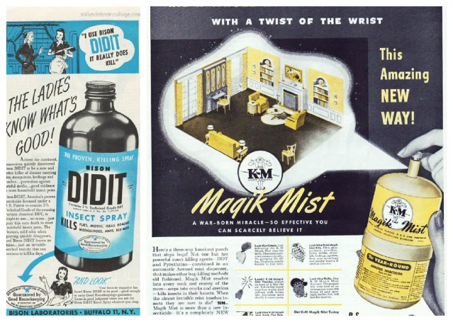 vintage illustration bug sprays in homes mid century housewives 