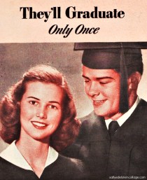 Boy and girl graduate with mortar board and graduation gown