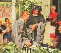 vintage illustration graduates shaing a coke