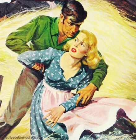 vintage pulp illustration man and woman fighting