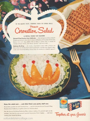 cottage cheese salad with crown shaped cling peaches