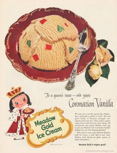 illustration of cartoon Queen eating ice cream