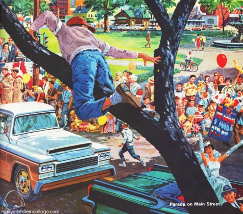 Vintage illustration Parade on Main Street 