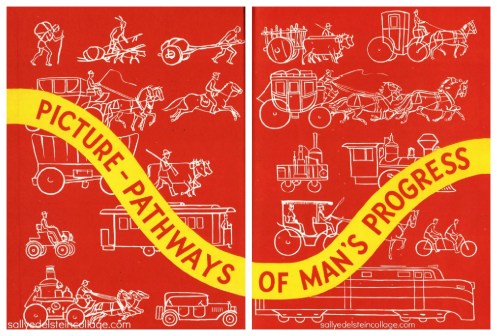 vintage childrens schoolbook illustration transportation through the ages