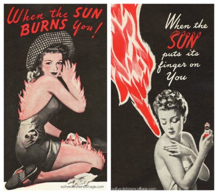 sunburn ad vintage illustration