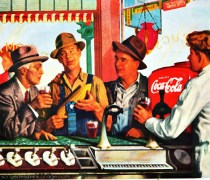 vintage coca cola ad farmer at soda counter 1940s