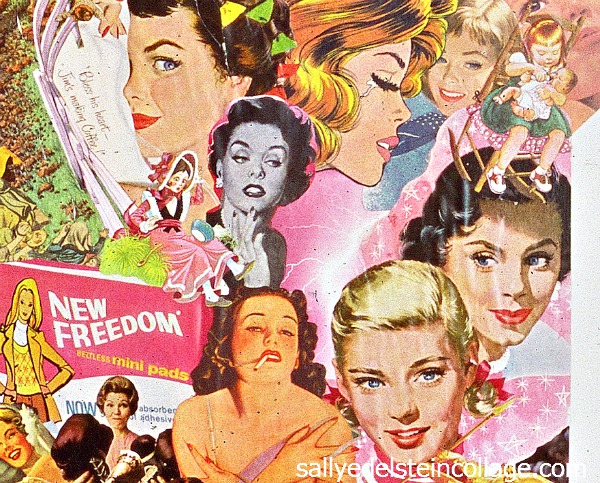 Collage by Sally Edelstein exhibit Honoring Womens Rights