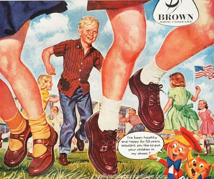 Vintage Ad Buster Brown Shoes 1957 Vintage illustration school children shoes 1950s