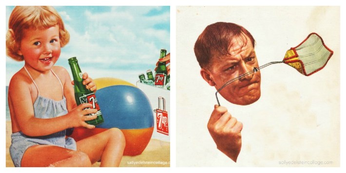 Vintage advertising (L) 7 Up ad 1952 (R) Monsanto Ad 1947 Vintage pictures art & advertising