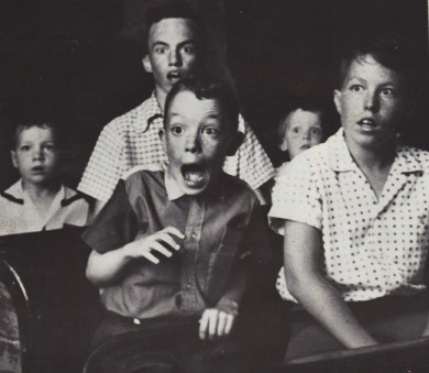 vintage photo 1960 kids on amusement park ride