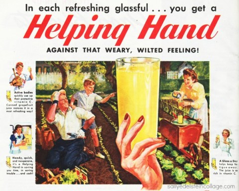 Vintage Ad 1945 Victory grapefruit Juice Vintage ad illustration family gardening ww2