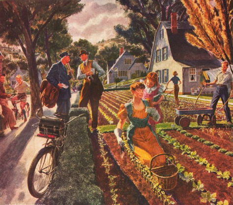 Vintage Ad pacific fabrics Victory garden 1943 Vintage illustration victory garden at home ww2