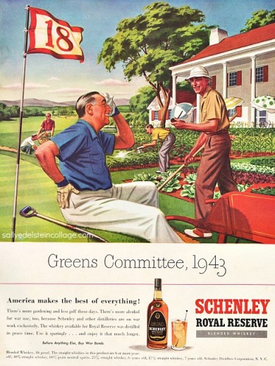 Vintage ad Schenley whiskey 1943 vintage art & advertising ww2 men golfing