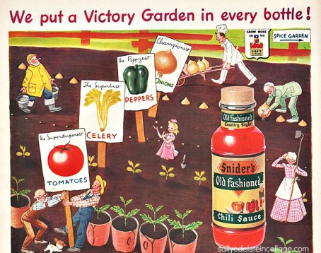 Vintage Ad Sniders Chil Sauce 1944 vintage art & advertising illustration garden 1940s