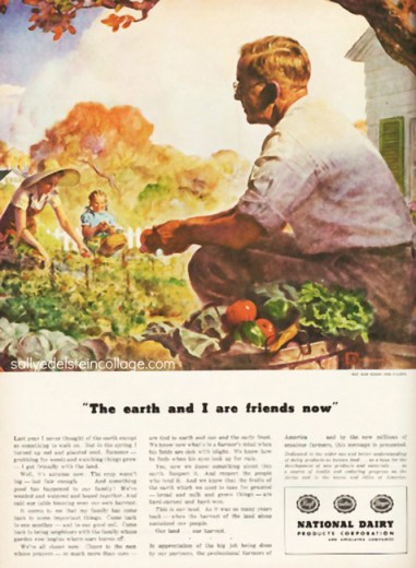 Vintage Advertisement National dairy 1943 WWII vintage illustration 1940s family gardening