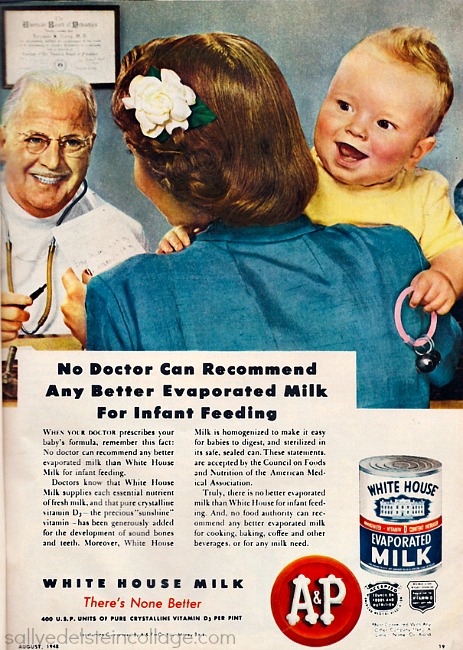 Vintage AdA&P Evaporated Milk 1948 vintage illustration dr. mother and baby