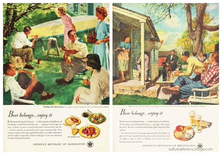 vintage beer ads illustration suburbia1950s