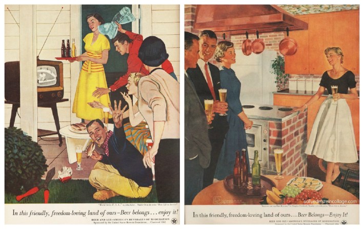 vintage illustrations suburbanites at home 1950s