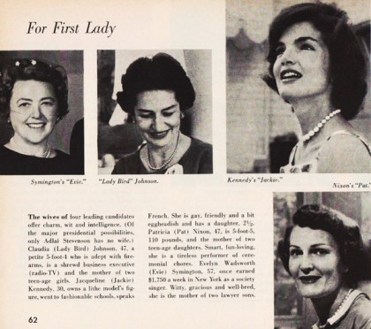 photos of candidates wives 1960 presidential race