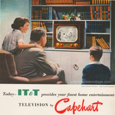 vintage picture 1940s family watching TV