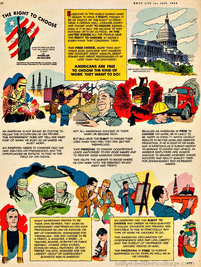 Boys Life Magazine 1963 Americas Right to Choose vintage illustration