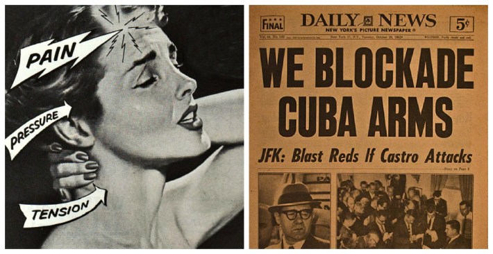 vintage asprin ad, vintage newspaper 1962 Missile Crisis