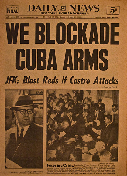 vintage newspaper headline Missile Crisis 1962