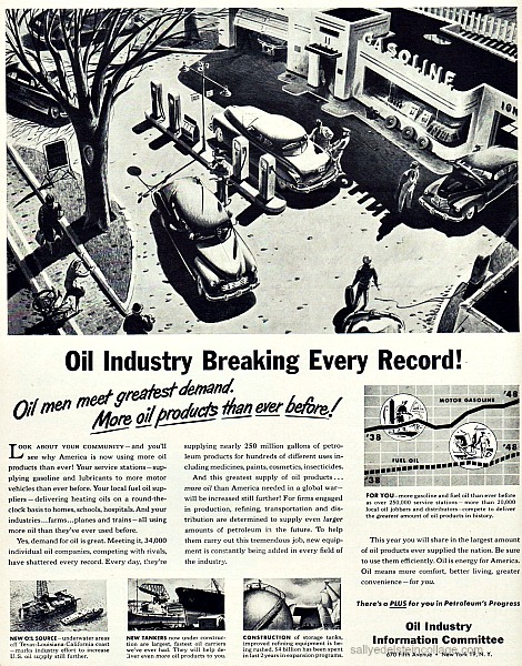 Vintage illustration gas station 1940s