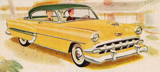 Vintage CarAd 1954 Chevrolet vintage illustration 1950s car Chevy