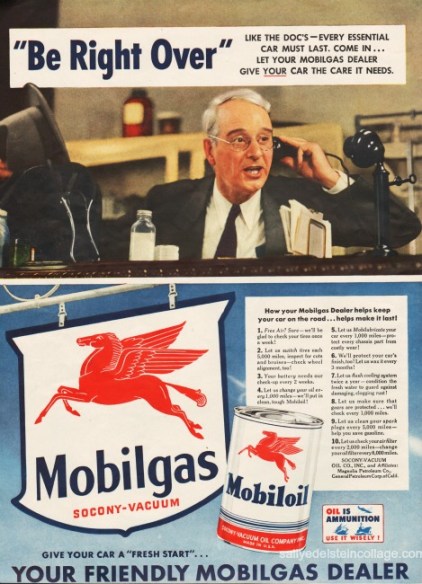 Vintage WWII Mobil Oil ad 1943 Vintage WWII Mobil Oil ad 1943 Gas rationing