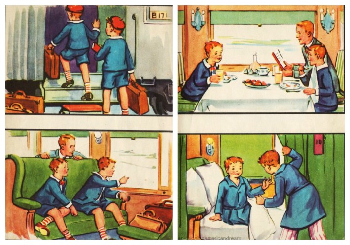 vintage childrens schoolbook illustration 1930s train