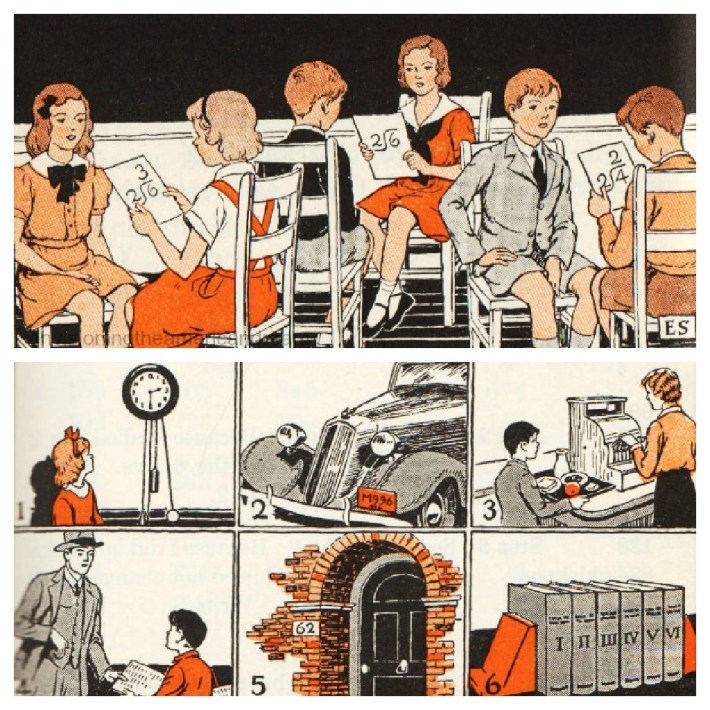 vintage illustration 1935 children in school