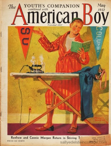 Vintage magazine 1932 American Boy illustration boy in bedroom