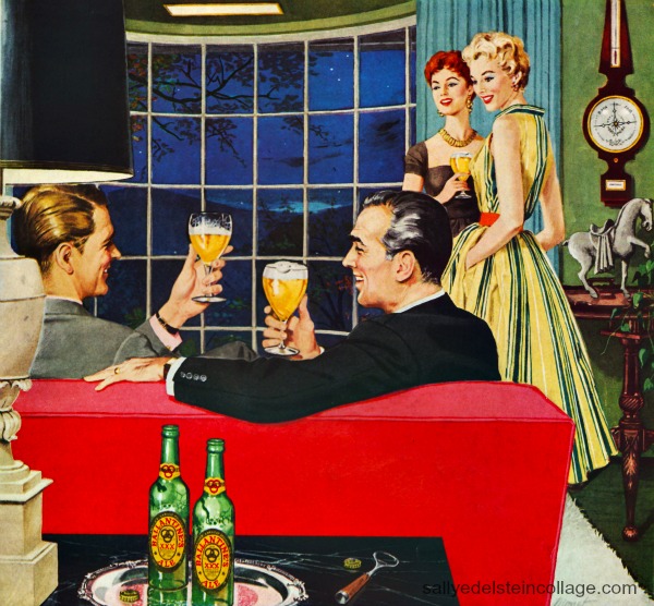 vintage illustration adults party 1950s