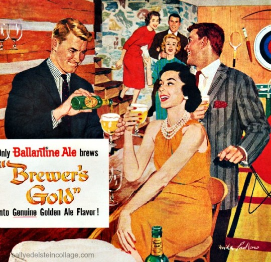 Vintage Beer Ad illustration party 1950s