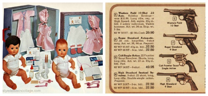 vintage Xmas catalog gun dolls