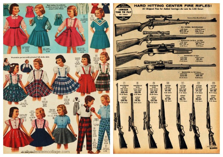 Vintage Xmas gift catalogue pages 1950s Vintage Xmas catalogue guns dresses