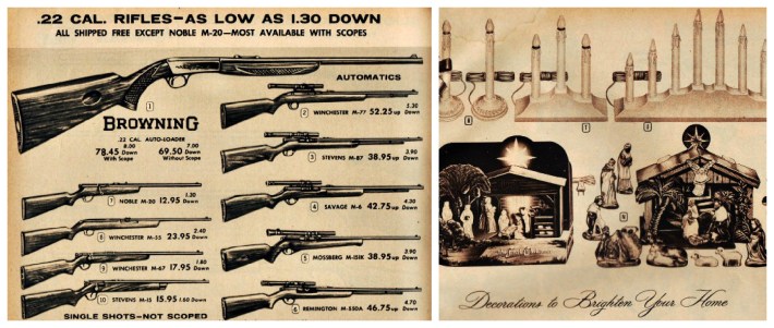 Vintage Xmas gift catalogue pages 1950s vintage catalog guns nativity scene