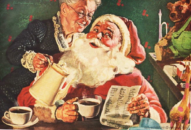 xmas coffee ad Mr & Mrs Santa Claus