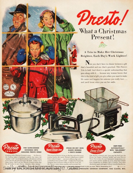 xmas ads kitchen presto 1950s