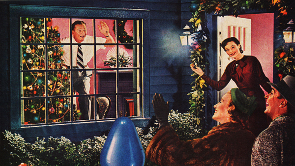 xmas lights ad xmas tree 1950s