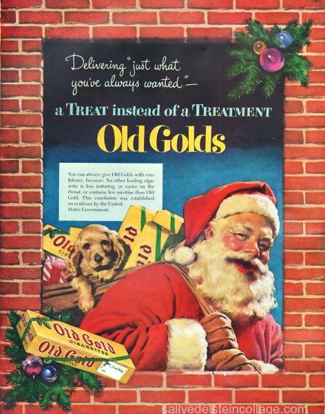 Xmas smoking ad Santa Claus 1950s 