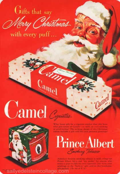 xmas smoking Santa ad 1940s