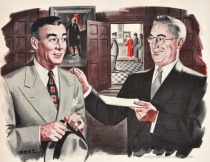 Vintage ad illustration businessmen 1950
