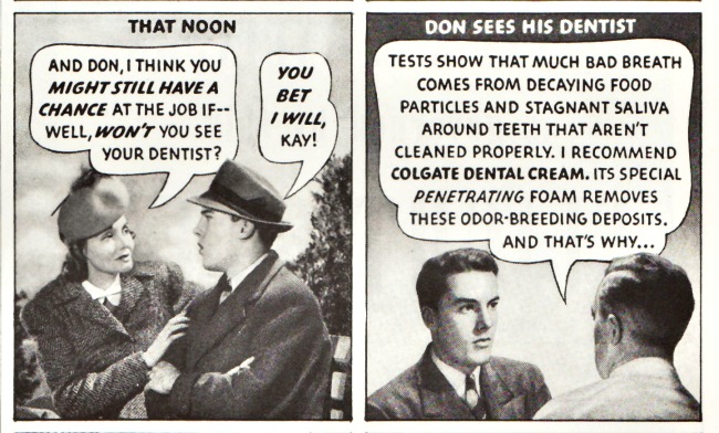 Vintage Ad Colgate Dental Creme 1940 speech bubbles 