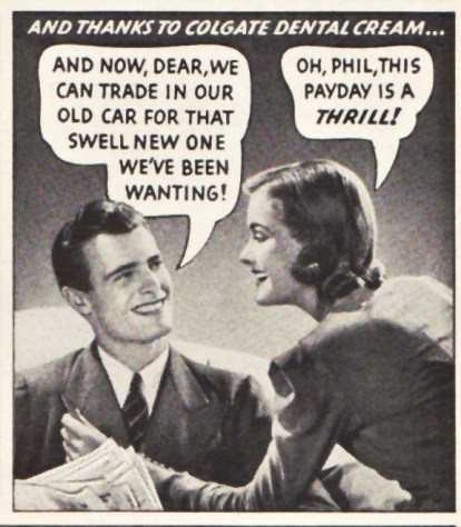 Vintage Ad Colgate Dental Creme 1940 speech bubbles 